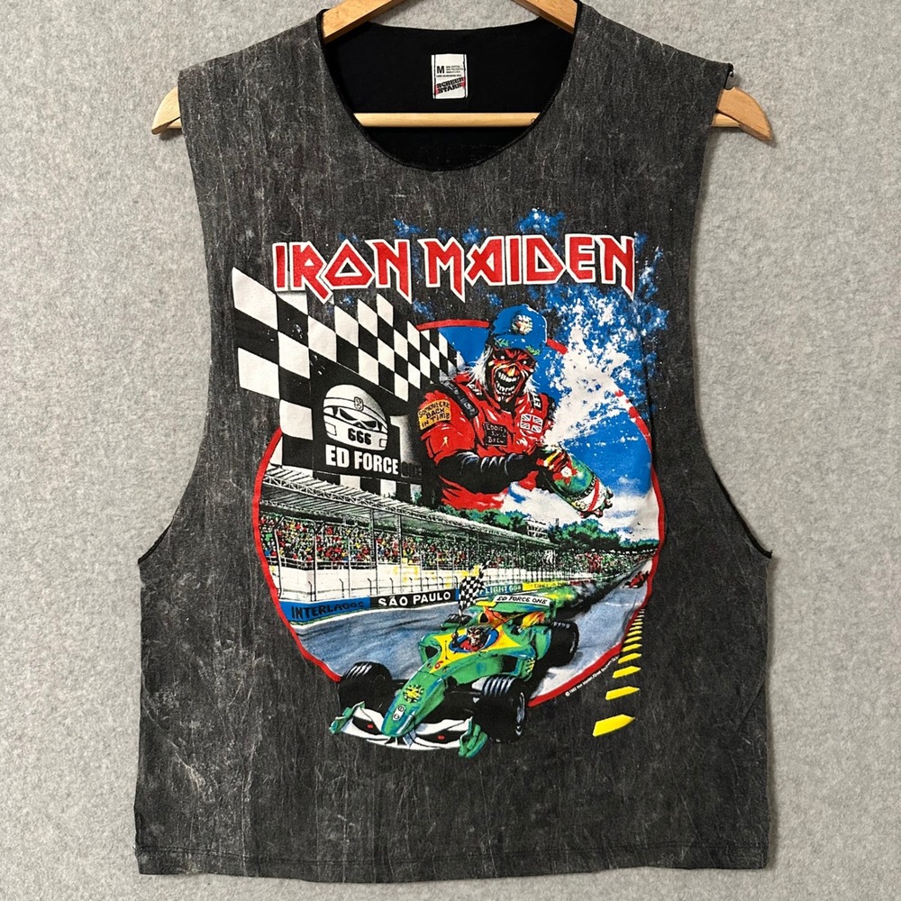 Vtg 2008 Iron Maiden Somewhere Back In Time Tour Shirt Sao Paulo Brazil Cutoff M